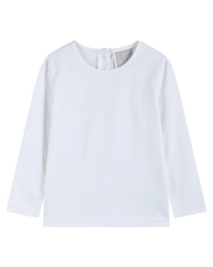 White Cotton Layering Girls Shirt