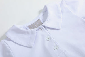White Pointed Collar Button Romper All Year