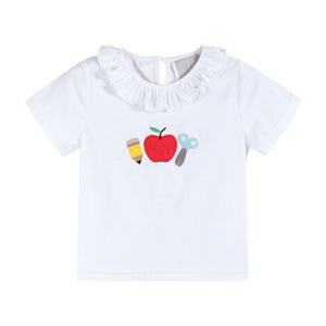White School Ruffle Top and Blue Skort Set
